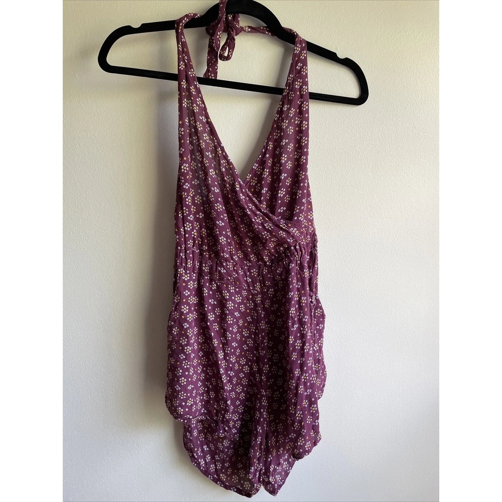 Faithfull Romper Women 4 Purple Halter Boho Ditsy Floral Summer Festival Coastal